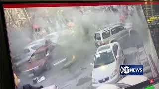 The moment a mine went off against a car in Kabul  لحظه انفجار ماین در شهر کابل چهار راهی پشتونستان