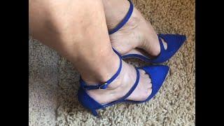 Self Tickle Feet in Pretty Blue Heels