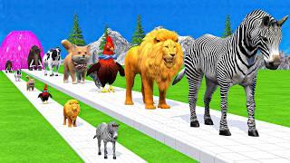 Paint & Animals DuckGorillaLionElephantCowSheep Fountain Crossing Transformation Animal Cartoon