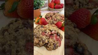 Healthy Strawberry Banana Oatmeal Chocolate Chips With Almond Butter Cookies #sweetsnacks #recipe