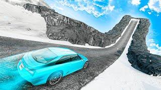 HUGE SNOWY JUMP vs. CARS - BeamNG Map Mod - The Summit