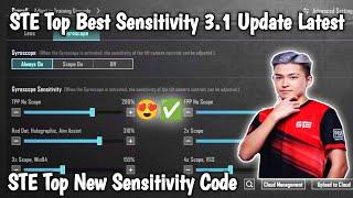 STE Top Best Sensitivity 3.1 Update Latest Pubg Mobile & Bgmi  Ste Top New Sensitivity Code