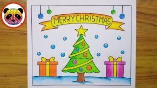 Christmas Drawing  Christmas Tree Drawing  Merry Christmas Drawing  Christmas Drawing Easy Steps