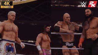 WWE 2K24 Gameplay Cody Rhodes & Seth Rollins Vs. Rock & Roman Reigns  Wrestlemania