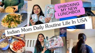 MY DAILY BUSY routine+UNBOXING MY NEW LUNCHBOXIndian Mom Morning to Night RoutineH4 wife USA