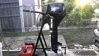 2006 Tohatsu 9.8hp Tiller Outboard Motor 25 Shaft