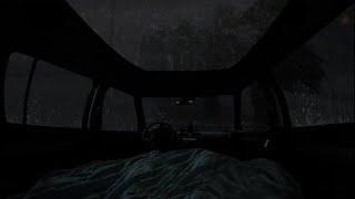 Rain and thunder soundDeep Sleep with Rain Sounds on Camping Car Window -Car Camping - Black Screen