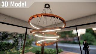 Parametric Golden Circles Chandelier Preview Animation - 3D model on CG Trader