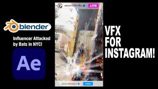 BATS ATTACK INFLUENCER IN NEW YORK Full VFX walkthrough Blender 3d + After Effects