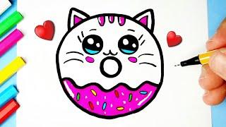 Como desenhar Cookie Cat  Kawaii fofo  Desenhos Kawaii - Desenhos para Desenhar