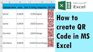 How to create a QR Code for selective data in MS Excel