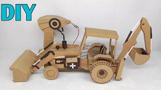 How To Make A Backhoe Loader At Home  Cardboard JCB Tractor - JCB Tractor