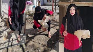 women butcher chicken Nahila 4th vlog