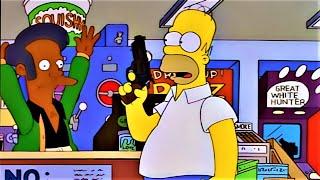 The simpson Homer buys a gun and rob Kwik-E-Mart