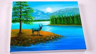 Landscape painting tutorial  Painting for beginners  Acrylic painting