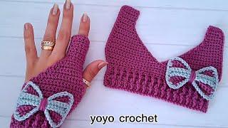 بقطعة واحدة  كروشية جوانتى - قفازات  الأكثر مبيعاً  ترندى  2024  للمبتدئين - crochet gloves