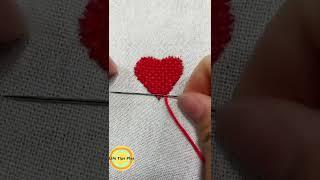 Hand Embroidery Heart.Amazing Embroidery Stitches For Beginners Guide to Sewing. #shorts