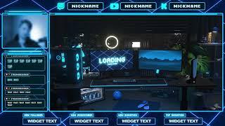 BLUE RETRO NEON STREAM OVERLAYS PACKAGE