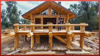 Man Builds Amazing Wood House Only Using Hand Tools  Start to Finish by @Kampkolik