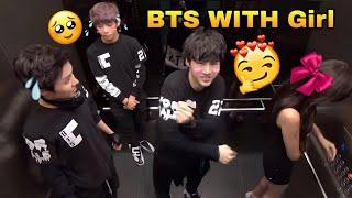 BTS in elevator with girl 