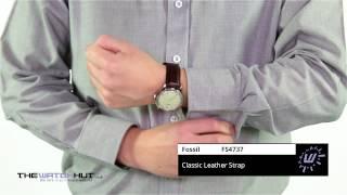 Fossil Gents White Dial Brown Leather Strap Watch FS4737