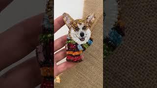 Портретная брошь Корги #брошьизбисера #broochhandmade #корги #corgi #брошьручнойработы #брошькупить