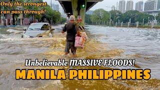 Massive floods in Manila City. Along Taft avenue 4k walking tour