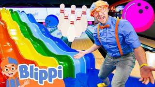 Bowling and Indoor Playgrounds with Blippi  Fun Games with Friends  Educational Videos For Kids