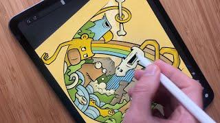 Digital illustration with Procreate –  Jungle themed print design created on the iPad