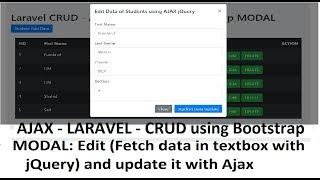 AJAX CRUD - Laravel Edit and Update Data without Page Reload using AJAX jQuery with Bootstrap Modal