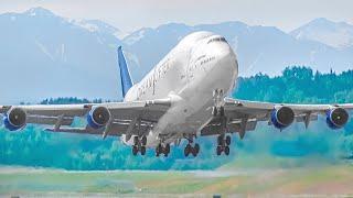 30 BOEING 747 TAKEOFFS and LANDINGS at ANCHORAGE Airport Alaska ANCPANC