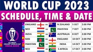 ICC Cricket World Cup 2023 Schedule Full schedule with date time and venues.