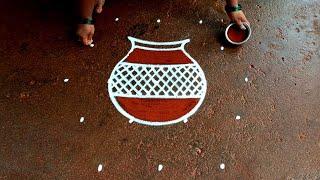 Pongal pot rangoli 2024sankranti chukala muggulubhogi kundalu muggulusuper Beautiful rangoli