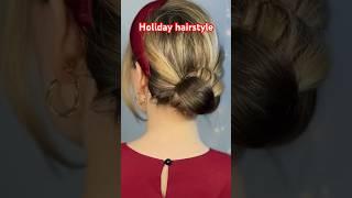 Christmas hairstyle tutorial  #holidayhairstyles #hairhacks #прическанановыйгод