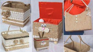 5 Super Useful Basket Ideas from Waste Cardboard Box  Jute Craft Ideas