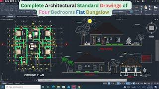 Complete Modern 4 Bedroom Flat Architectural Building Plan Drawings-Download DWG Format.