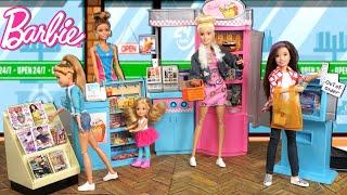 Barbie Dolls Grocery Store & Gas Station with Rement Miniatures for Dollhouse