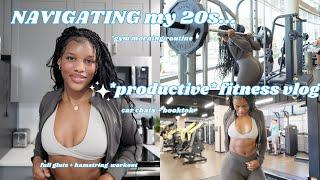 *PRODUCTIVE* fitness vlog  grwm pre-workout routine full glute +cardio workout