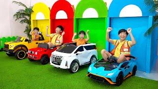 30분 예준이와 예성이의 4 가지색 자동차 장난감 조립놀이 4 Colors Car Toy Assembly for Kids