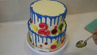 Сборка Двухъярусного торта Торт Щенячий Патруль Топперы Щенячий патруль Цветные подтеки