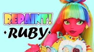 Repaint Ruby the Rainbow Skater Girl  Custom Monster High Lagoona Doll