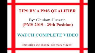 Tips for PMS and CSS by Ghulam Hussain - PMS 2019