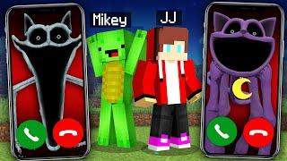 Two Scary Monster Cats attack JJ and Mikey in Minecraft Maizen