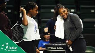 Serena Williams vs Coco Gauff Practice  Fed Cup 2020 Play-Off