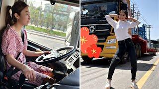 Lady truck driver Huishan and her BABY