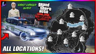 Unlock the LIMITED TIME GHOSTBUSTERS Car AND OUTFIT in GTA Online ALL Ghosts Hunt Map Locations