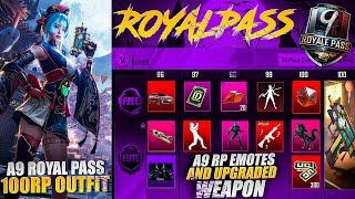 OMG  A9 Royal Pass 100Rp Outfit  50Rp Upgraded Weapon  New Royal Pass Emotes And Leaks  Pubgm