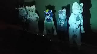 The new generation of furries taking some pictures outside at night at Furpocalypse.