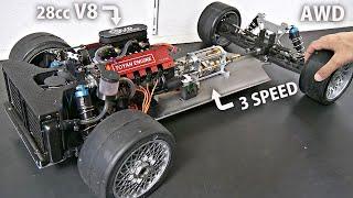 Making a 15 AWD V8 RC Car w MANUAL Gearbox - Engine & Transmission Installation