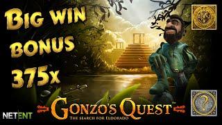 Gonzo Quests mega win bonus 375x. Netent slot online